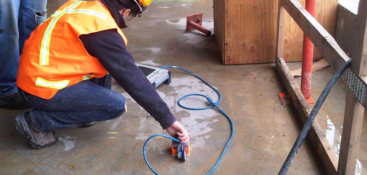 GPR scan of a concrete slab in a parking structure